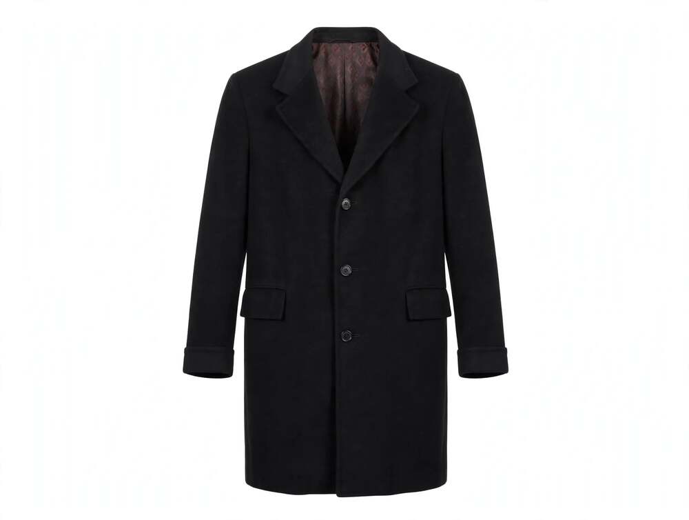 Vintage Roy Pasha 100% Cashmere Overcoat Mens XL Black Gimbels Long Coat
